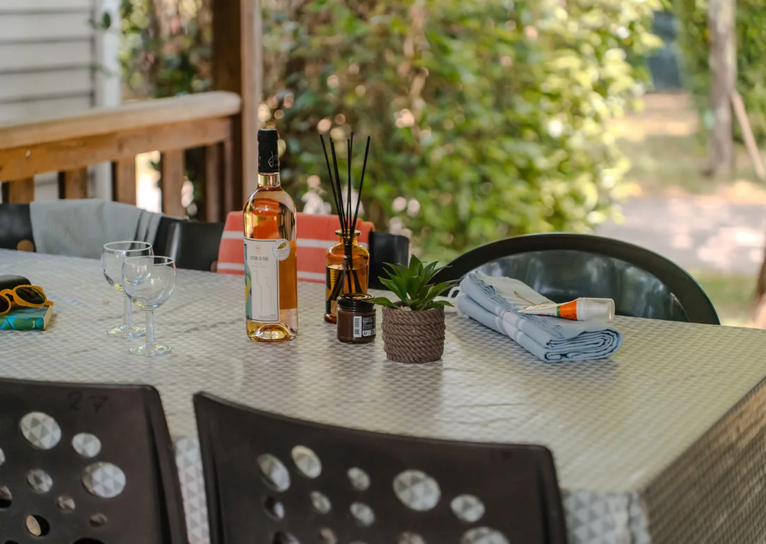 Ambiance terrasse d'un mobil-home Family