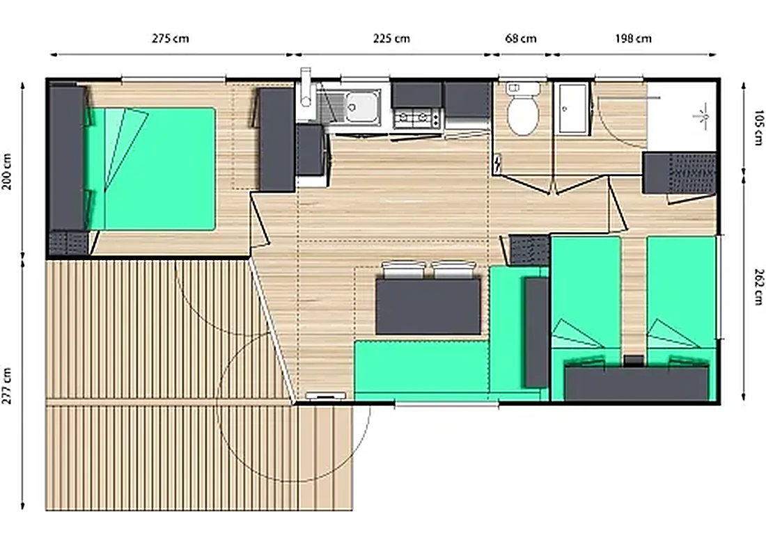 Plan du Cottage Loggia au Camping du Pont