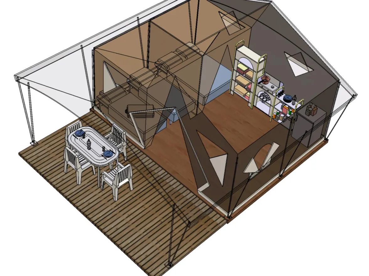 Plan de la tente lodge nomade du Camping du Pont
